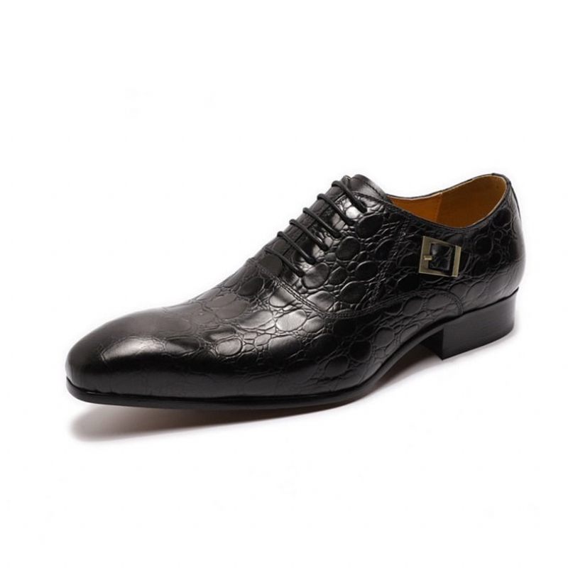 Formale Herrenschuhe Mit Spitzer Zehenpartie Und Oxford-schuhen Aus Leder - Schwarz