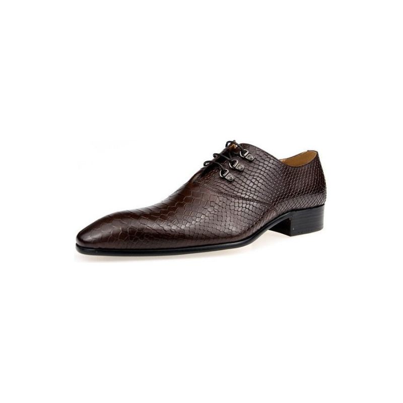 Formale Herrenschuhe Opulent Crocprint Oxford-schuhe Mit Spitzer Zehenpartie - Kaffee
