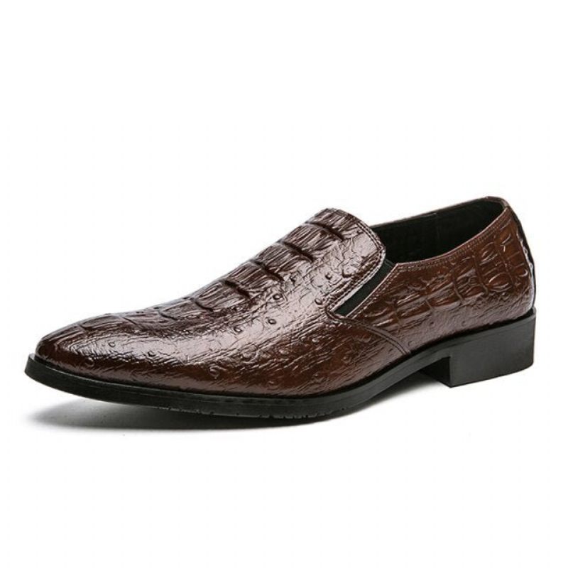 Formelle Herrenschuhe Mit Alligatormuster Hochzeitsschuhe - Kaffee